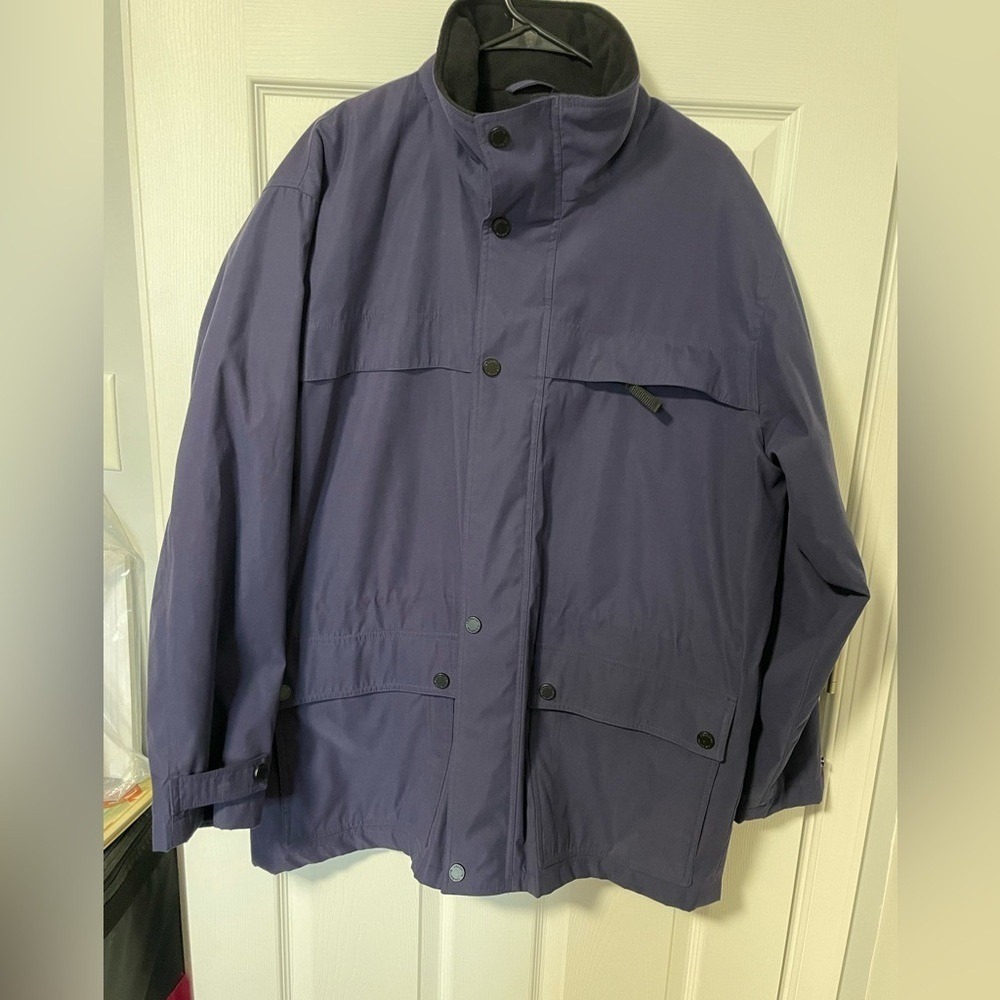 Claiborne mens dress winter coat long size Large blue and black